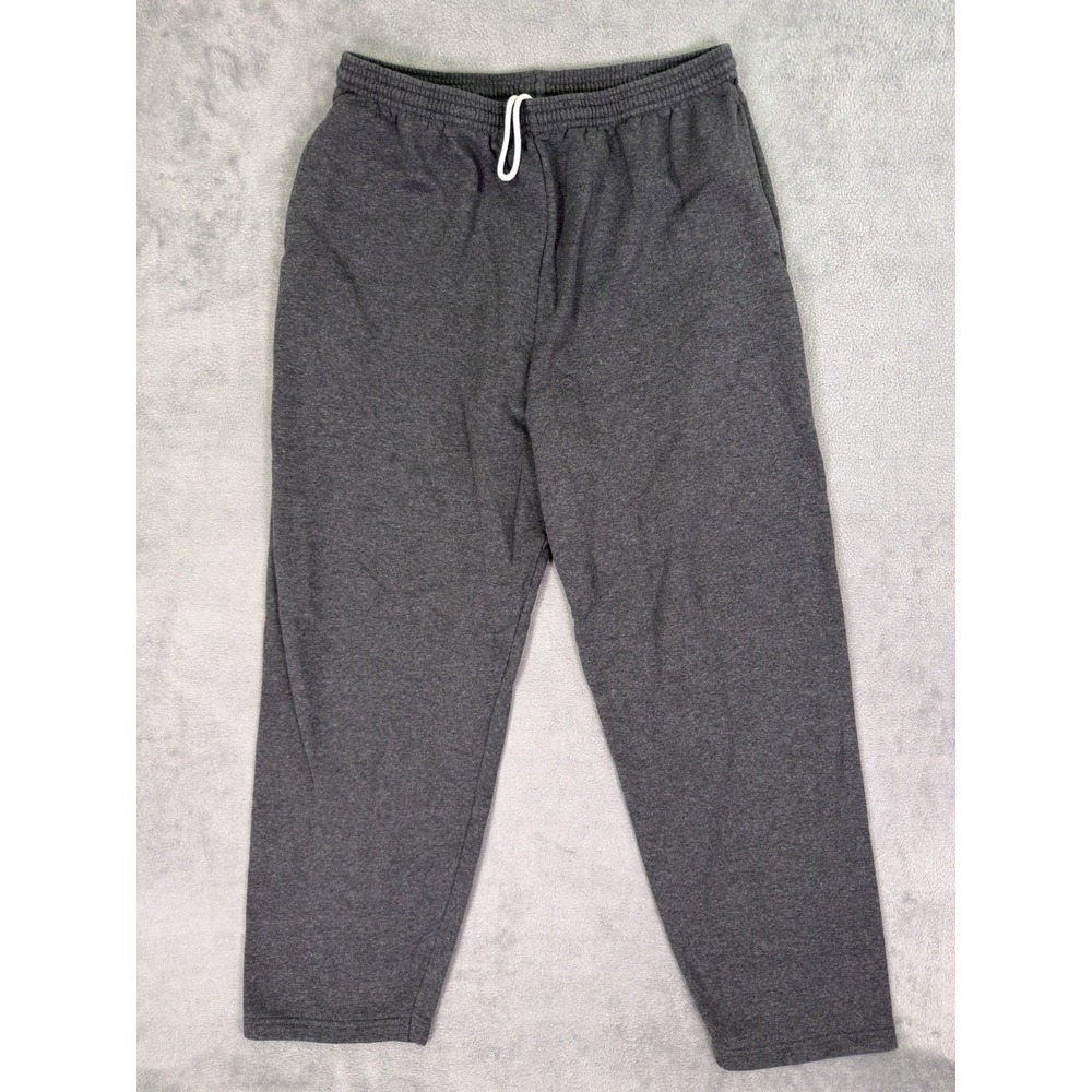 Hanes Sweatpants Mens XL Gray Drawstring Pull On Straight Leg Fleece
